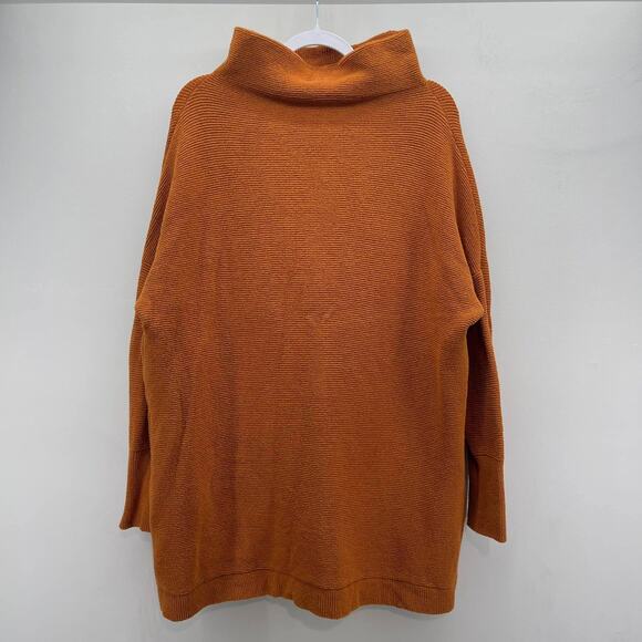 Free People‎ Rust Orange Ottoman Slouchy Ribbed Tunic Sweater - Picture 1 of 9